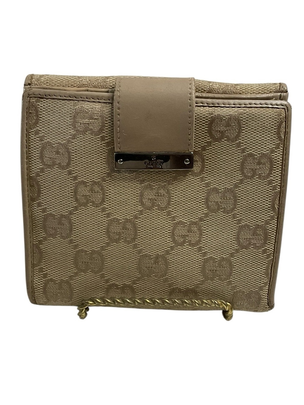 Gucci Vintage GG Canvas Tan Monogram Bifold Wallet
